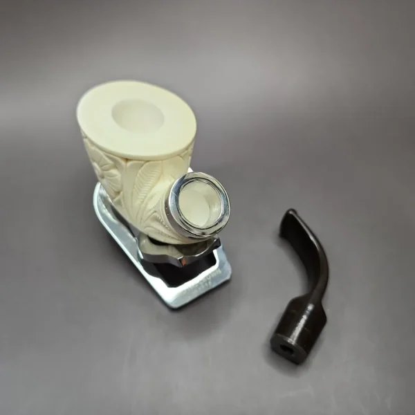 MBSD Meerschaum Silver Reverse Calabash Floral Dublin Block Meerschaum Pipe, New - Image 9