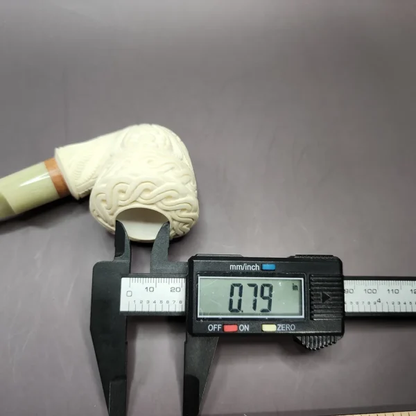 MBSD Meerschaum Deluxe Floral Rhodesian Block Meerschaum Pipe, Briar-Mortise, 9mm - Image 9