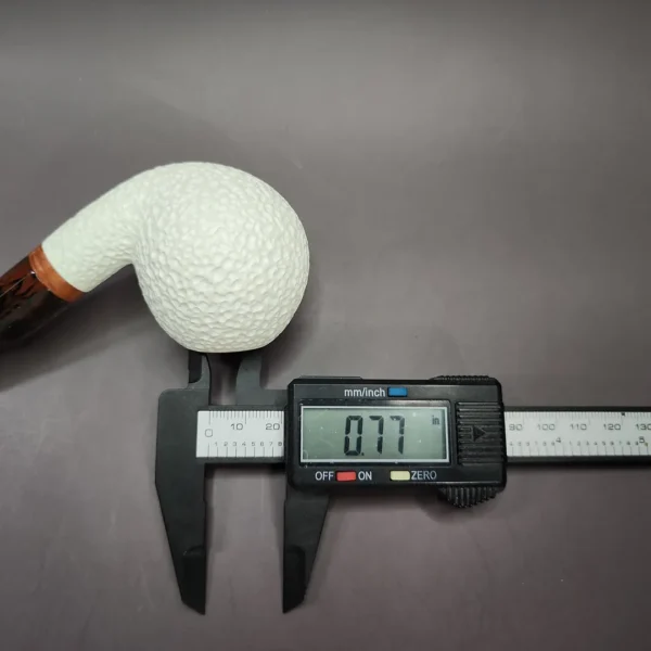 MBSD Meerschaum Deluxe Bent Ball Block Meerschaum Pipe, Briar-Mortise, 9mm - Image 9
