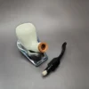 MBSD Meerschaum Deluxe Bent Pear Block Meerschaum Pipe, Briar-Mortise, 9mm - Image 9