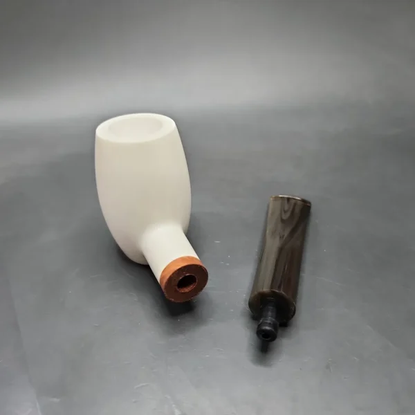 MBSD Meerschaum Deluxe Barrel Block Meerschaum Pipe, Briar-Mortise - Image 9