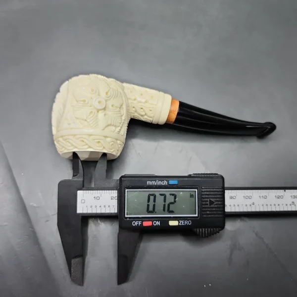 MBSD Meerschaum Deluxe Freemason Apple Block Meerschaum Pipe, Briar-Mortise, 9mm - Image 10