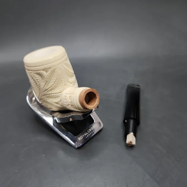 MBSD Meerschaum Deluxe US Seal Carved Block Meerschaum Pipe, Briar-Mortise, 9mm - Image 10