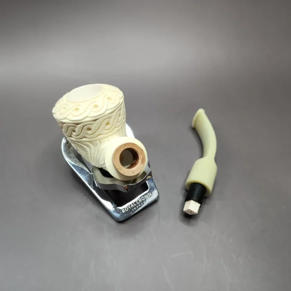 MBSD Meerschaum Deluxe Floral Rhodesian Block Meerschaum Pipe, Briar-Mortise, 9mm - Image 10