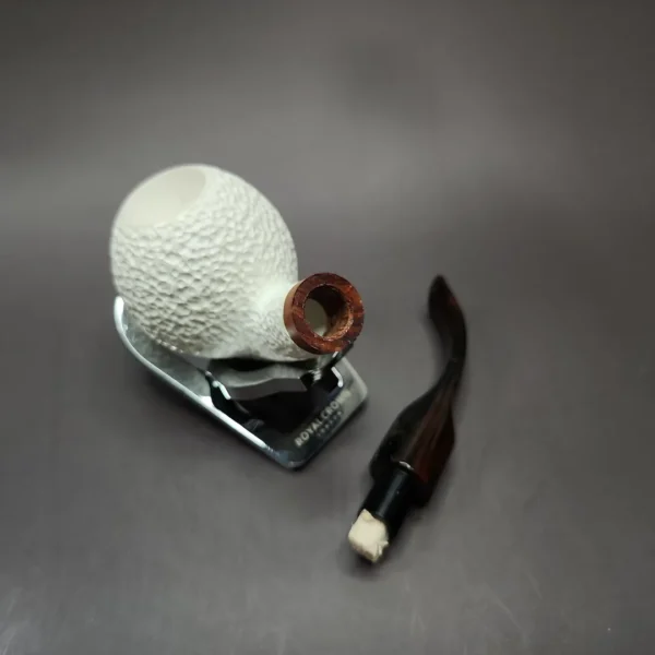 MBSD Meerschaum Deluxe Bent Ball Block Meerschaum Pipe, Briar-Mortise, 9mm - Image 10
