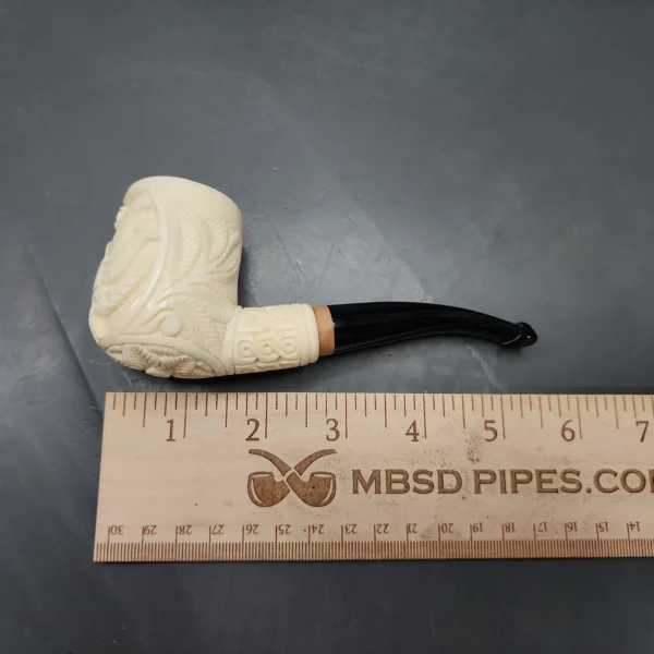 MBSD Meerschaum Deluxe US Seal Carved Block Meerschaum Pipe, Briar-Mortise, 9mm - Image 11