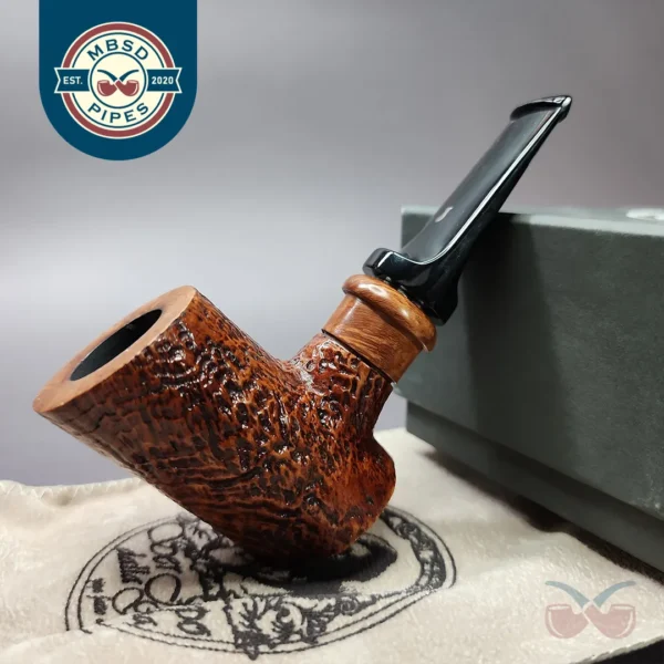 Ser Jacopo Delecta B S2 Sandblasted Poker Estate Briar Pipe, Italian Estates