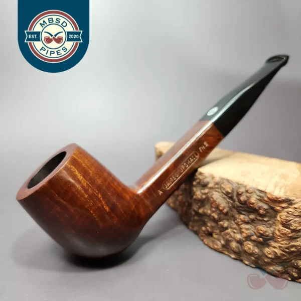 James Upshall A Grade Smooth Panel Shank Billiard Estate Briar Pipe, Unsmoked