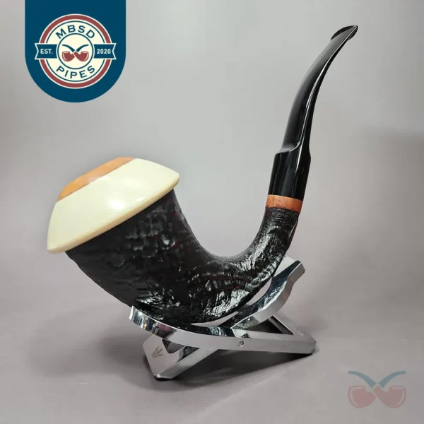 HS Studio Sandblasted Calabash w/ Olive Wood Estate Briar Pipe, Unsmoked