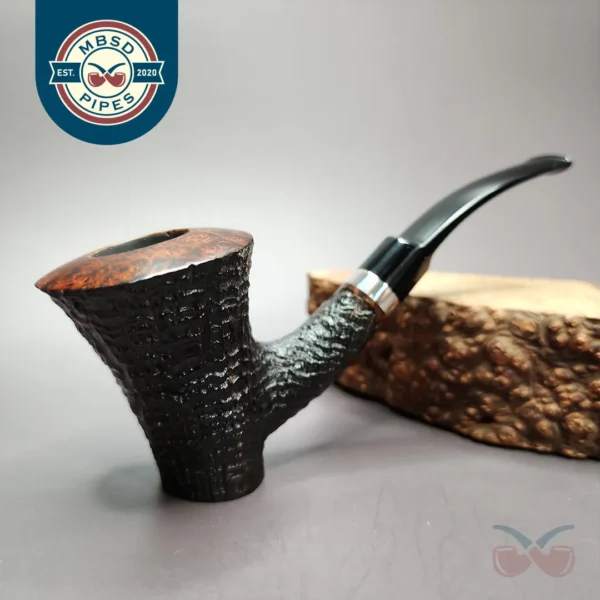 Tom Eltang Saturn Partially Sandblasted Cherrywood Estate Briar Pipe, Unsmoked