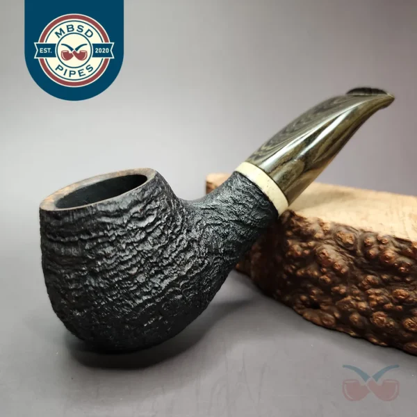 Zack Hamric Sandblasted Author w/ Fossilized Walrus Estate Briar Pipe, Unsmoked