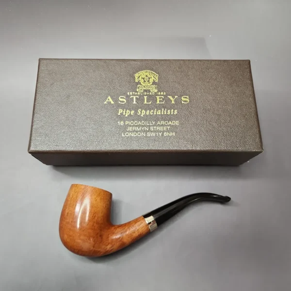 Astleys by Les Wood w/ Gold Band Bent Billiard Estate Briar Pipe, Unsmoked - Image 3