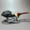 Pipe Tristan Granite Swedish Bulldog w/ Bamboo Handmade Briar Pipe, New - Image 3