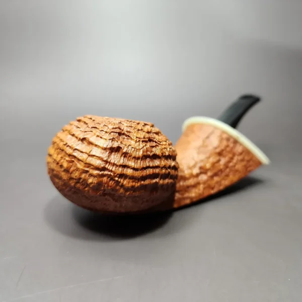J Mouton Sandblasted Tomato w/ River Granite Handmade Briar Pipe, New - Image 3