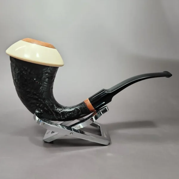 HS Studio Sandblasted Calabash w/ Olive Wood Estate Briar Pipe, Unsmoked - Image 3