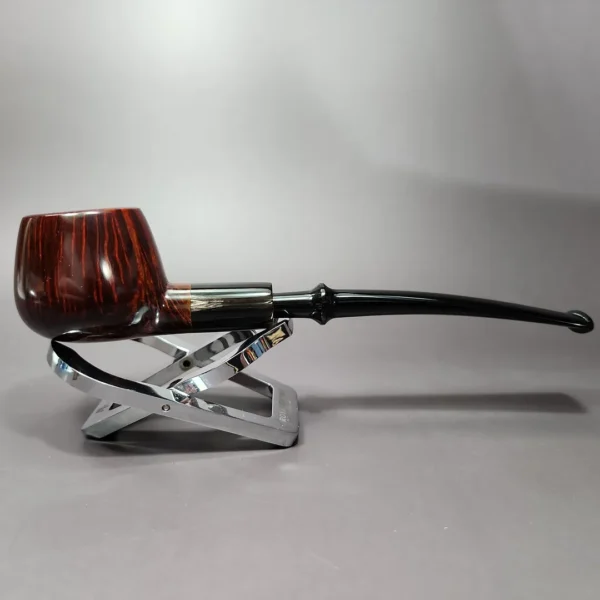 J Mouton Smooth Prince w/ Horn & Silver Handmade Briar Pipe, New - Image 3