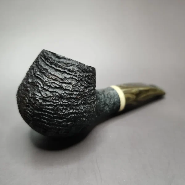 Zack Hamric Sandblasted Author w/ Fossilized Walrus Estate Briar Pipe, Unsmoked - Image 3