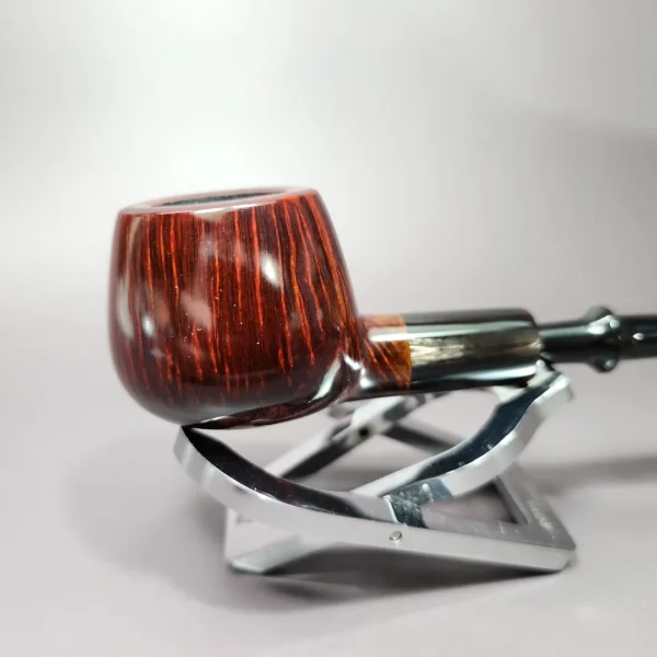 J Mouton Smooth Prince w/ Horn & Silver Handmade Briar Pipe, New - Image 4