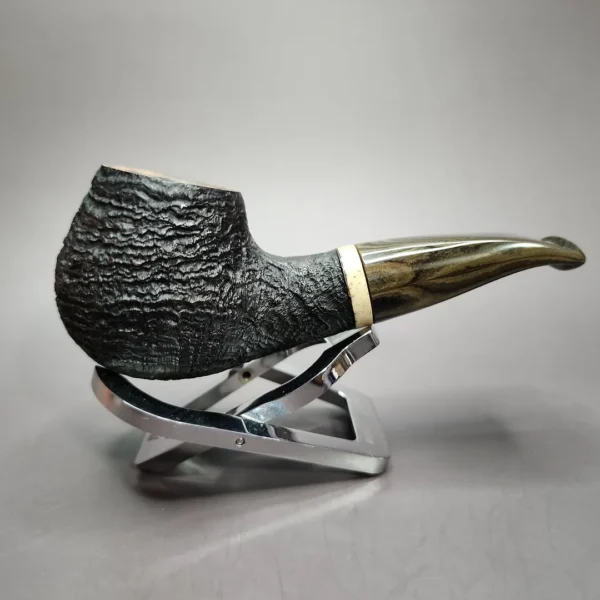Zack Hamric Sandblasted Author w/ Fossilized Walrus Estate Briar Pipe, Unsmoked - Image 4