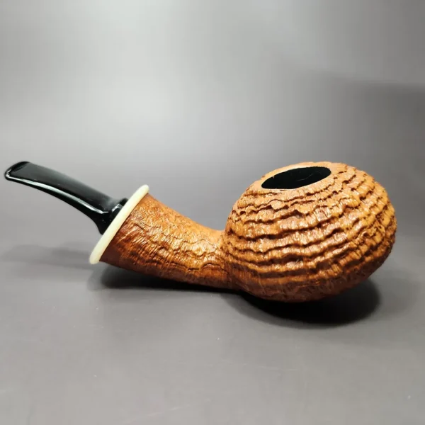 J Mouton Sandblasted Tomato w/ River Granite Handmade Briar Pipe, New - Image 5