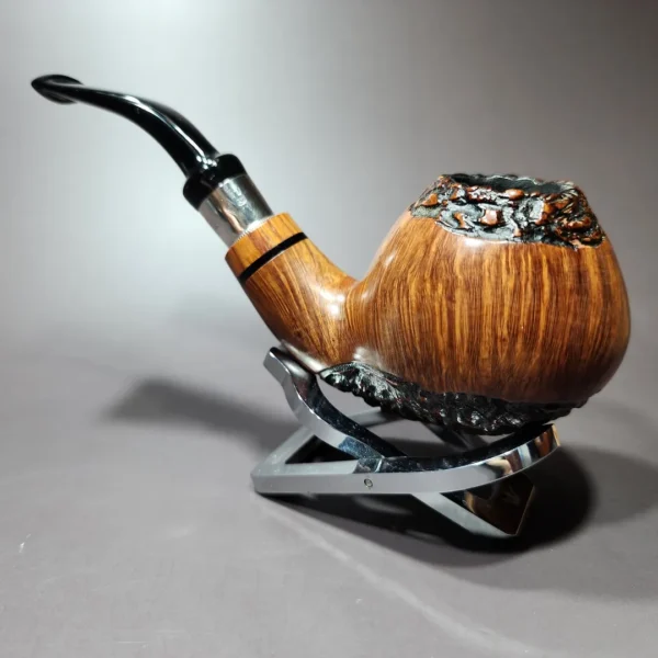 Viprati Partially Rusticated Brandy Estate Briar Pipe, 9mm, Italian Estates - Image 6