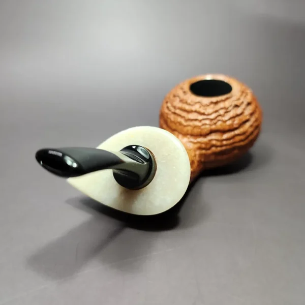 J Mouton Sandblasted Tomato w/ River Granite Handmade Briar Pipe, New - Image 6