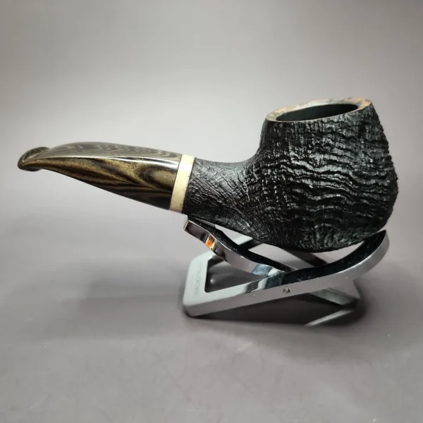 Zack Hamric Sandblasted Author w/ Fossilized Walrus Estate Briar Pipe, Unsmoked - Image 6
