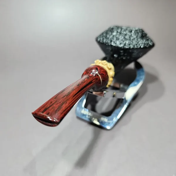 Pipe Tristan Granite Swedish Bulldog w/ Bamboo Handmade Briar Pipe, New - Image 7
