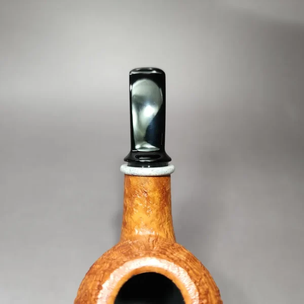 J Mouton Sandblasted Apple w/ Fossilized Whale Spine Handmade Briar Pipe, New - Image 7