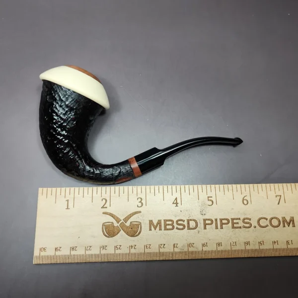 HS Studio Sandblasted Calabash w/ Olive Wood Estate Briar Pipe, Unsmoked - Image 8