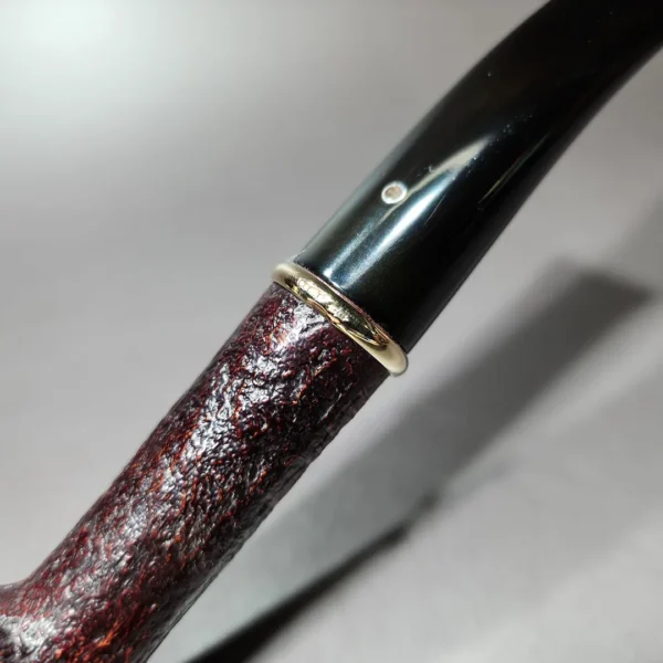 Ashton 1987 Pebble Grain LX Gold Band Sandblasted Poker Estate Briar Pipe, English Estates - Image 9