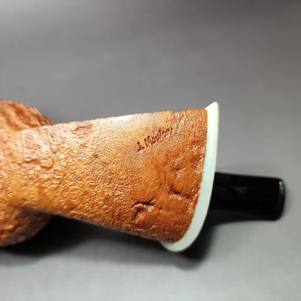 J Mouton Sandblasted Tomato w/ River Granite Handmade Briar Pipe, New - Image 9
