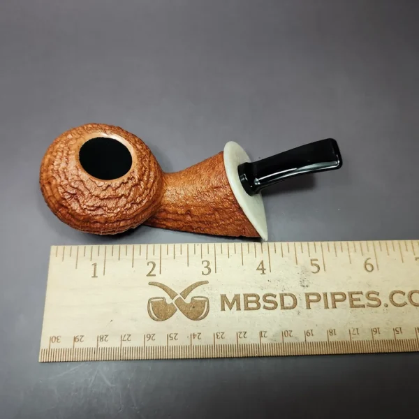 J Mouton Sandblasted Tomato w/ River Granite Handmade Briar Pipe, New - Image 10