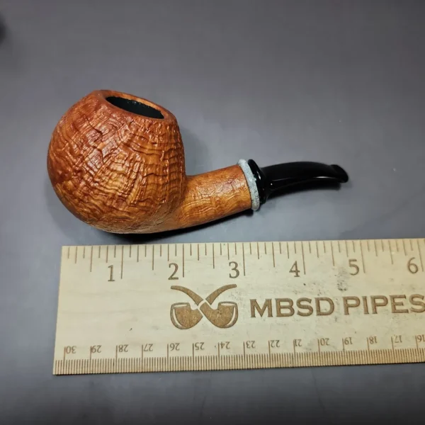 J Mouton Sandblasted Apple w/ Fossilized Whale Spine Handmade Briar Pipe, New - Image 10