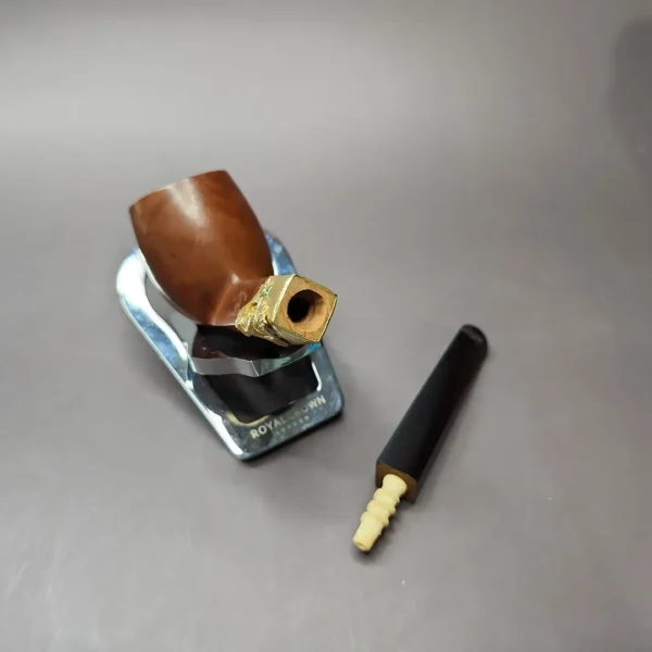Pre-Kaywoodie KBB Blue Line Bakelite w/ Gold Smooth Billiard Estate Briar Pipe, Unsmoked - Image 12