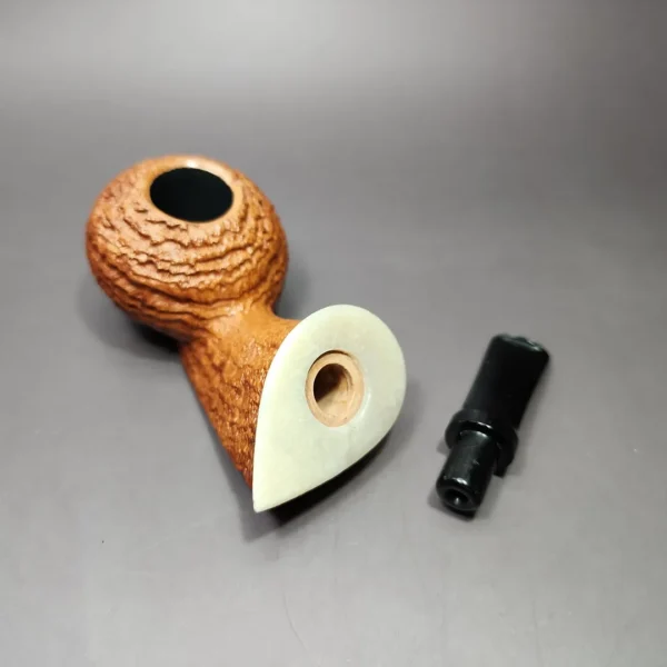 J Mouton Sandblasted Tomato w/ River Granite Handmade Briar Pipe, New - Image 12
