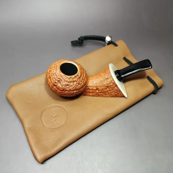 J Mouton Sandblasted Tomato w/ River Granite Handmade Briar Pipe, New - Image 13