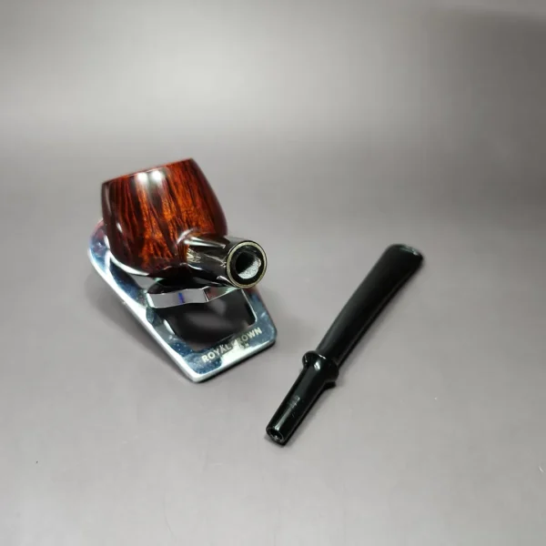 J Mouton Smooth Prince w/ Horn & Silver Handmade Briar Pipe, New - Image 13