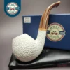 MBSD Meerschaum Deluxe Rusticated Apple Block Meerschaum Pipe, Briar-Mortise