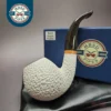 MBSD Meerschaum Deluxe Rusticated Bent Apple Block Meerschaum Pipe, Briar-Mortise