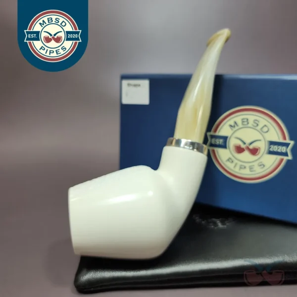 MBSD Meerschaum Silver Reverse Calabash Cutty Block Meerschaum Pipe