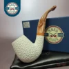 MBSD Meerschaum Deluxe Rusticated Bent Billiard Block Meerschaum Pipe Briar-Mortise