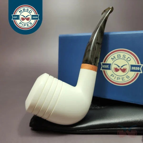 MBSD Meerschaum Deluxe Beehive Billiard Block Meerschaum Pipe, Briar-Mortise, 9mm