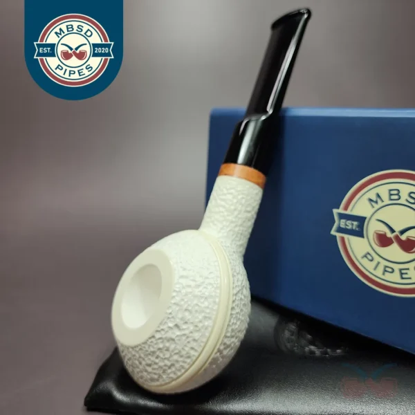 MBSD Meerschaum Deluxe Squat Rhodesian Block Meerschaum Pipe, Briar-Mortise