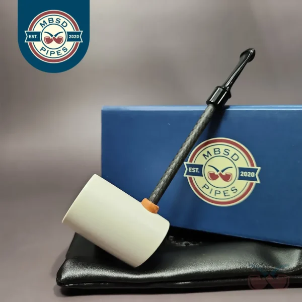 MBSD Meerschaum Deluxe Smooth Poker Block Meerschaum Pipe, Briar-Mortise