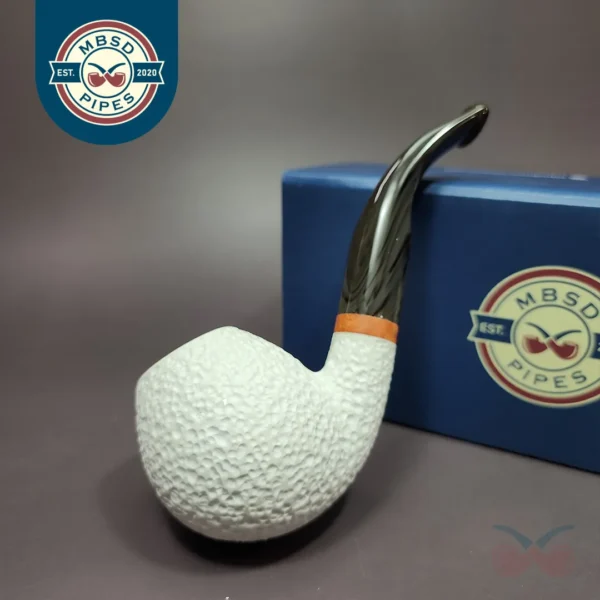 MBSD Meerschaum Deluxe Rustic Apple Block Meerschaum Pipe, Briar-Mortise