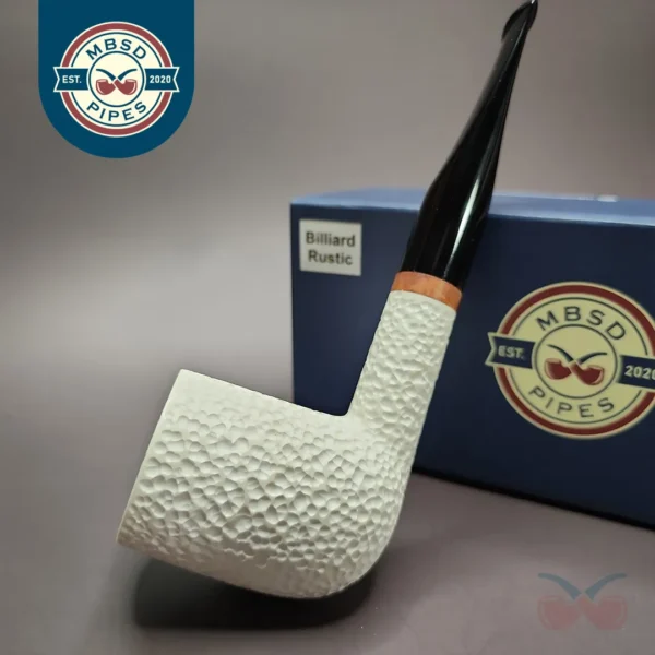 MBSD Meerschaum Deluxe Rusticated Billiard Block Meerschaum Pipe, Briar-Mortise