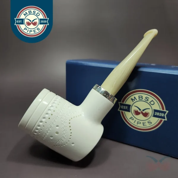 MBSD Meerschaum Silver Reverse Calabash Poker Block Meerschaum Pipe
