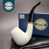 MBSD Meerschaum Deluxe Rusticated "LC" Billiard Block Meerschaum Pipe, Briar-Mortise