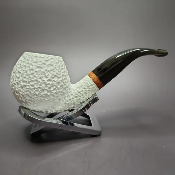 MBSD Meerschaum Deluxe Rusticated Apple Block Meerschaum Pipe, Briar-Mortise - Image 3